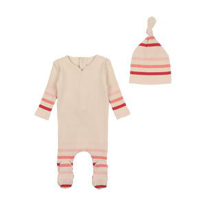 Stripe layette set - girl birch