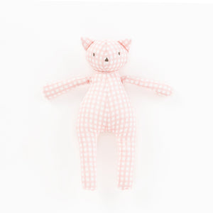 Gingham teddy rattle - pink