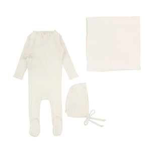 Fine pointelle layette set - Cream