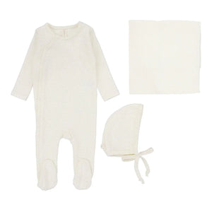 Speckled layette set - vanilla/slate