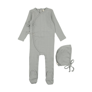 Vine pointelle layette set - Blue