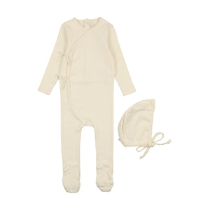 Vine pointelle layette set - Cream