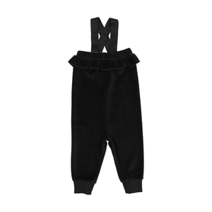 Velour baby girl overalls - Black