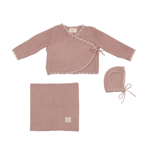 Wrapture cardigan, bonnet and blanket - Pale mauve