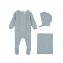 Load image into Gallery viewer, Knit patchwork layette set - Storm blue
