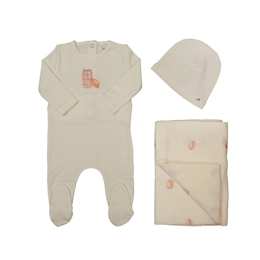 Macaron center print layette set - Snow white girl