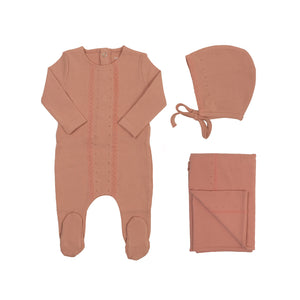 Ribbon lace layette set - Misty rose