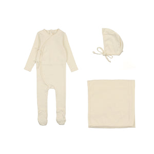 Vine pointelle layette set - Cream