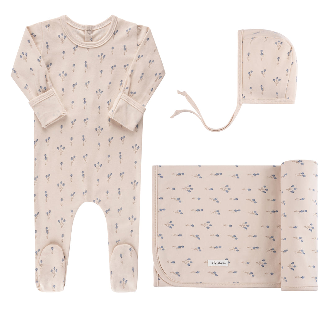 Bluebell blue jersey cotton layette set