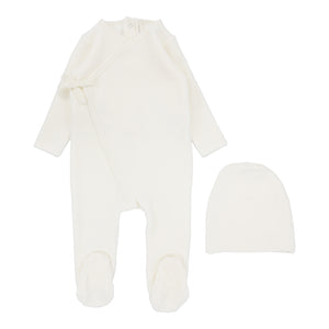 Velour wrap layette set - Cream