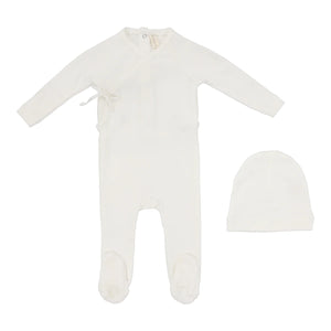 Wrapover layette set - Winter white