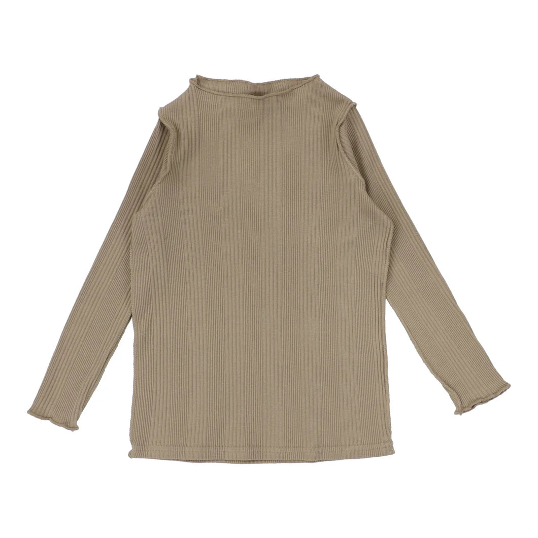 Ribbed funnel neck - Taupe