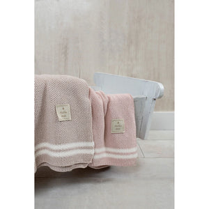 Duo stripe heather knit blanket - sand