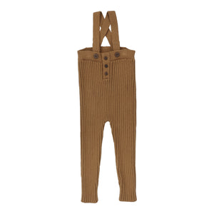 Rib knit overalls and shrug - Camel