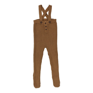 Rib knit overalls and shrug - Camel