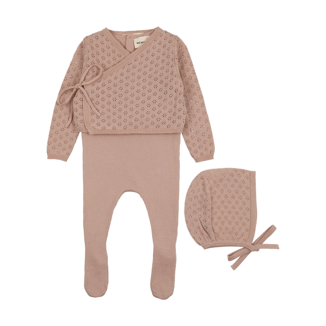 Jumper footie and cardigan with bonnet - Pale pink