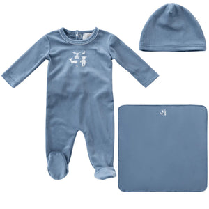 Stuffed friends layette set - Blue