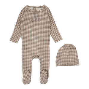 Gingham bunny layette set - Oatmeal