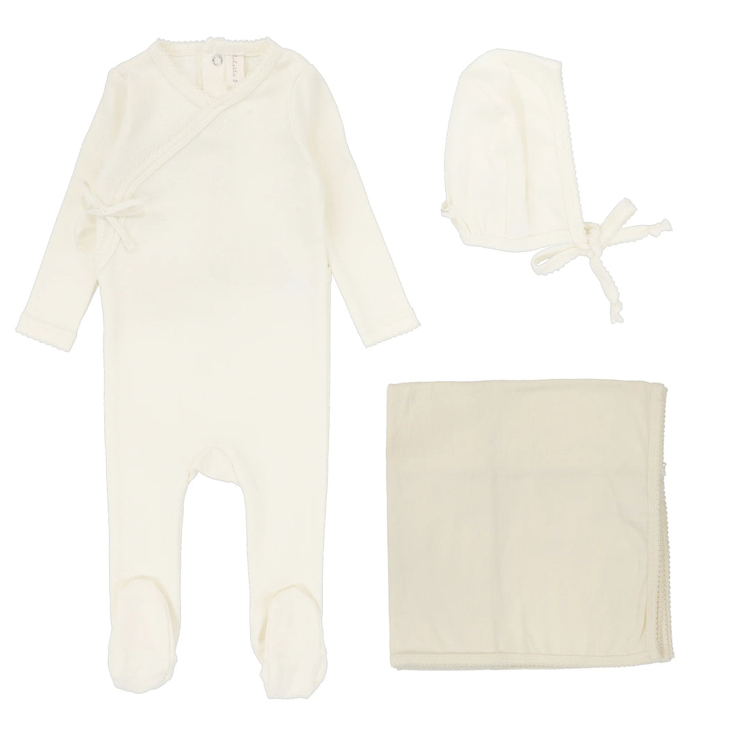 Pinpoint layette set - Ivory