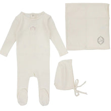 Load image into Gallery viewer, Striped pointelle layette set - cream/floral
