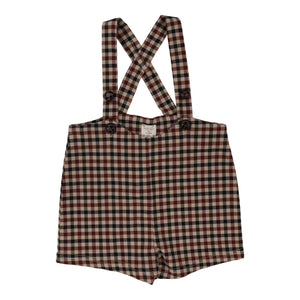 Plaid suspender shorts - Tan plaid