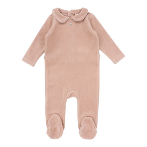 Velour collar layette set - Dusty pink