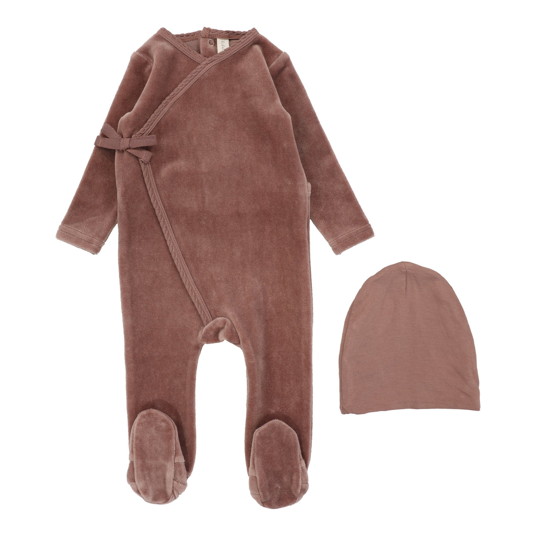 Velour wrap layette set - Berry