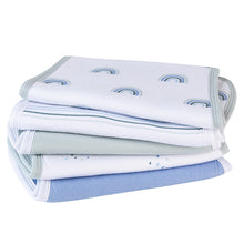 Load image into Gallery viewer, 5-pack rainbow reversible burp cloths - Blue
