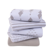 Load image into Gallery viewer, 5-pack reversible burp cloths - Taupe
