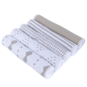 5-pack reversible burp cloths - Taupe