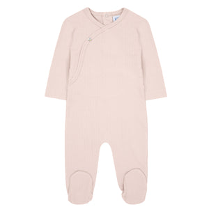 Pink pointelle button footie