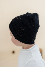 Load image into Gallery viewer, Black speckled knit beanie
