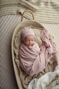 Blush beanie and blanket set