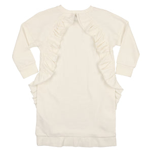 French terry ruffle dress - white