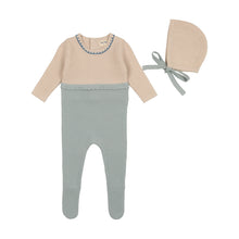 Load image into Gallery viewer, Knit collection - Dusk blue colorblock layette set
