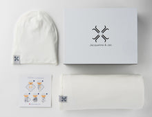 Load image into Gallery viewer, Natural white beanie and blanket set
