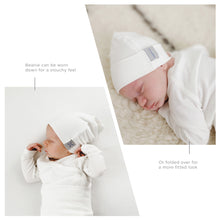 Load image into Gallery viewer, Natural white beanie and blanket set
